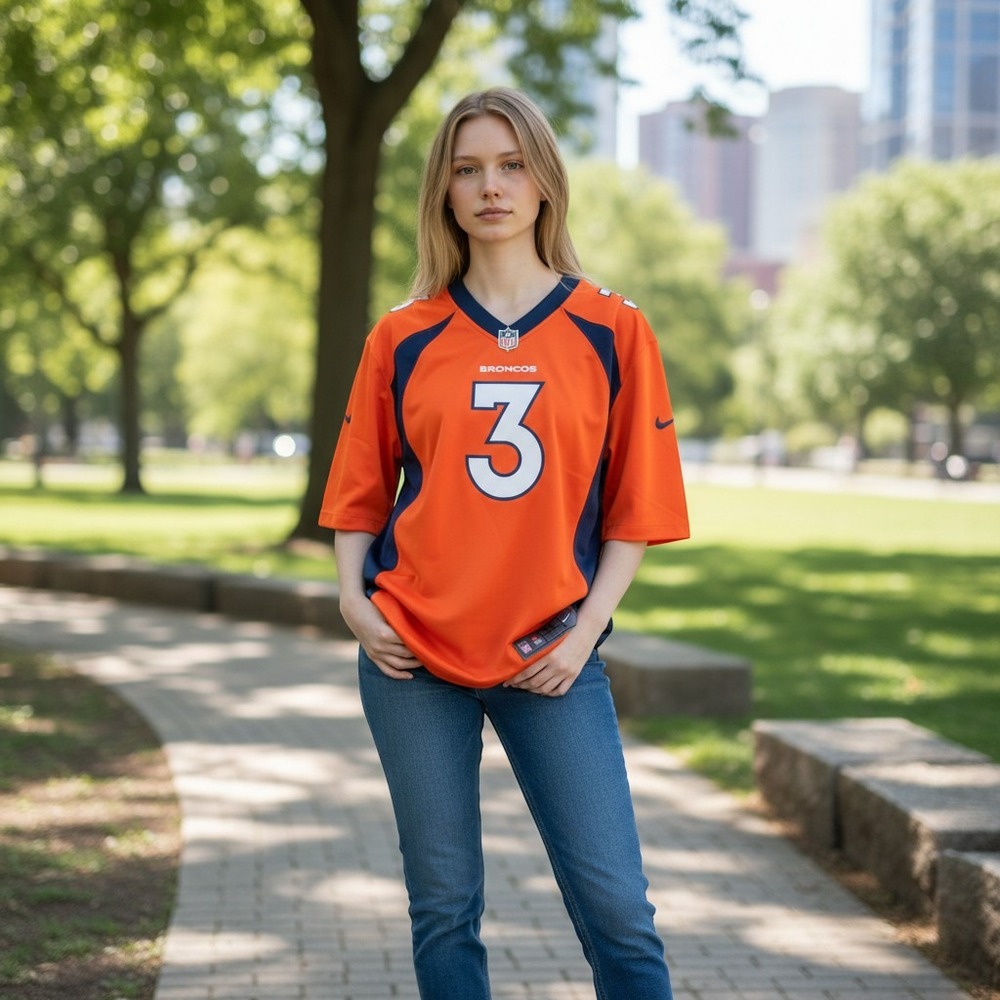 NFL Broncos Orange and Navy Football Jersey